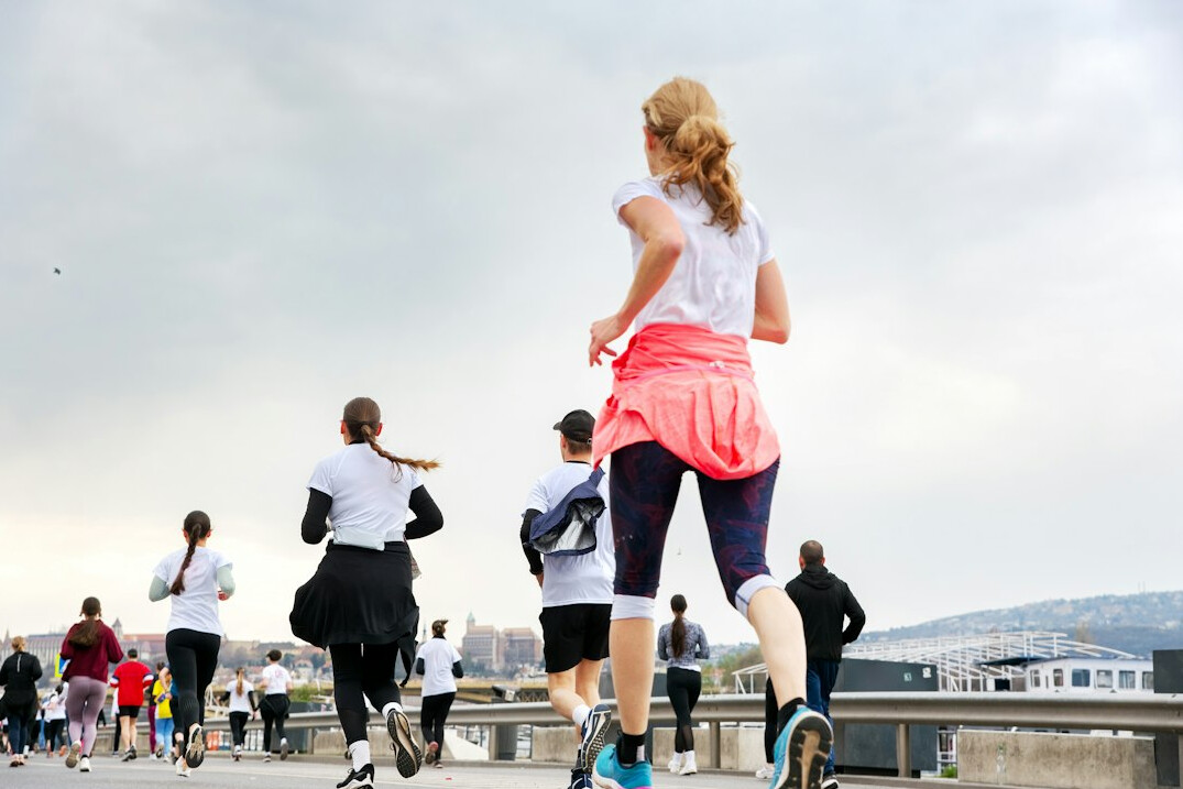 team jogging outdoors