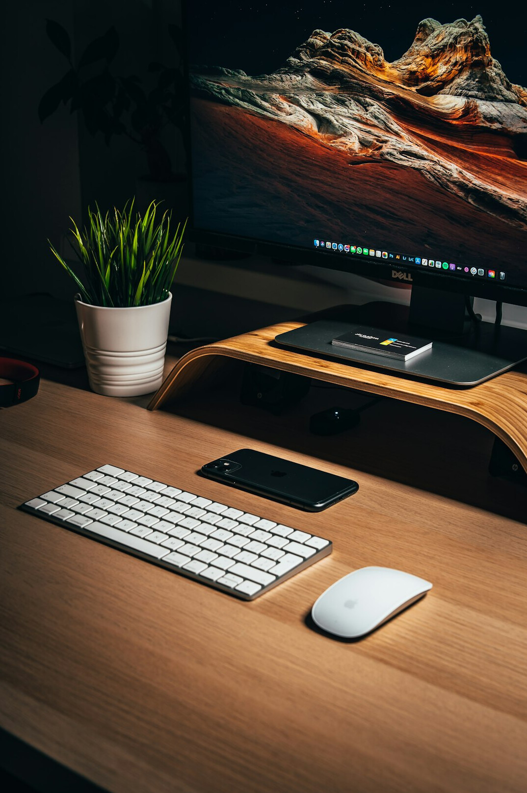 ergonomic office desk setup